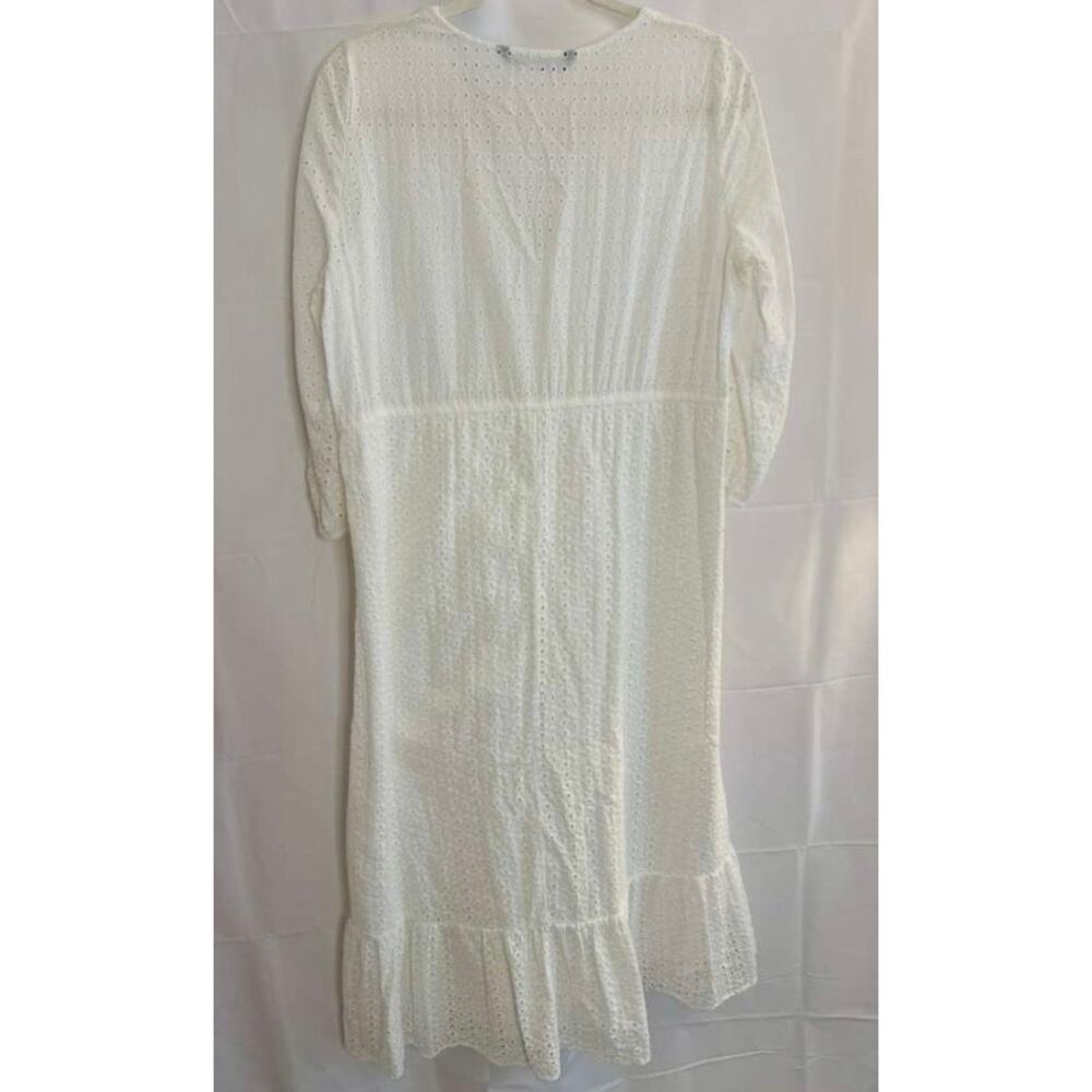 Zara Openwork Embroidered Midi Dress in White sz. M - Picture 3 of 10